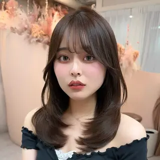 セミロング ♡韓国/レイヤー カット/Ayana♡のヘアスタイル