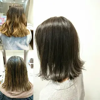 ミディアム カラー タッセルボブ× 美髪・髪質改善のヘアスタイル