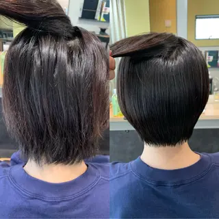 ショート パーマ hub hair レイヤー/透明感のヘアスタイル
