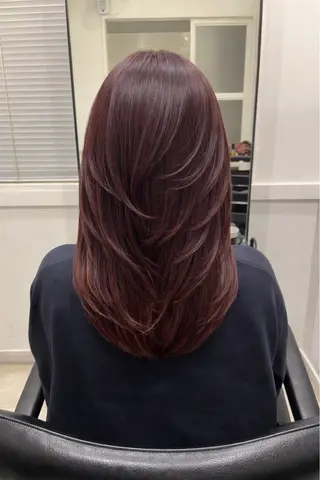 セミロング 縮毛矯正/髪質改善 /レイヤー/韓国のヘアスタイル