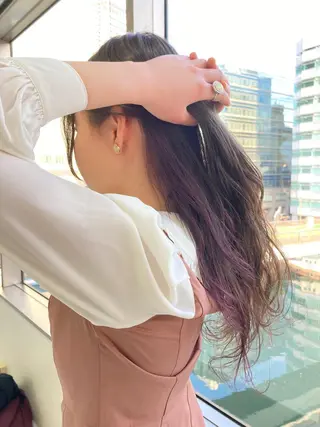 ロング カラー ヘアアレンジ Agu hair mieux宮崎大塚店所属・デザインカラー✨ 日高桃佳のヘアスタイル