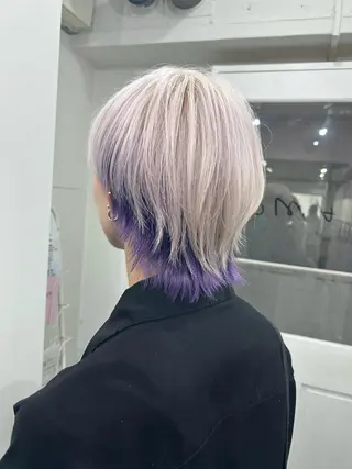 ミディアム カラー ハイトーン/ウルフ /小澤凌祐🦕のヘアスタイル