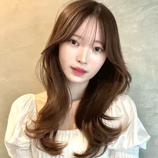 セミロング 🌹ハッシュカット、 レイヤー韓国ヘア🌹のヘアスタイル