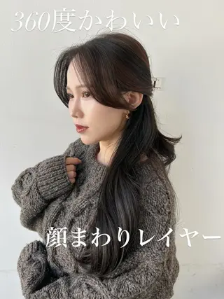 ロング 🎀大竹美侑／顔まわ りカット／レイヤーのヘアスタイル