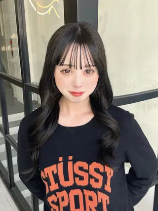 ロング カラー ハイトーン/韓国ヘ ア/古吉かやのヘアスタイル