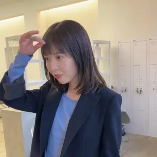 ミディアム クロスパーマ× 透明感カラー✂︎のヘアスタイル