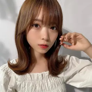 ミディアム カラー 🧡くびれヘア/前髪 顔周り🧡久原結衣のヘアスタイル