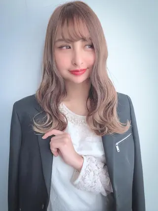 ミディアム カラー パーマ ヘアアレンジ 美髪矯正 Rioのヘアスタイル