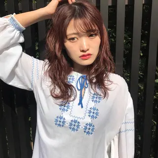 ミディアム カラー ヤスドミ ケイスケのヘアスタイル