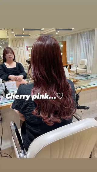 セミロング カラー ヘアアレンジ ハイトーンピンク🍑 ブリーチ🍑RINAのヘアスタイル