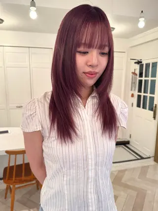 カラー ブリーチカラー🎀 韓国風/寺門美優のヘアスタイル