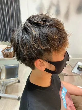 ミディアム カラー パーマ メンズ 柳澤 和也のヘアスタイル