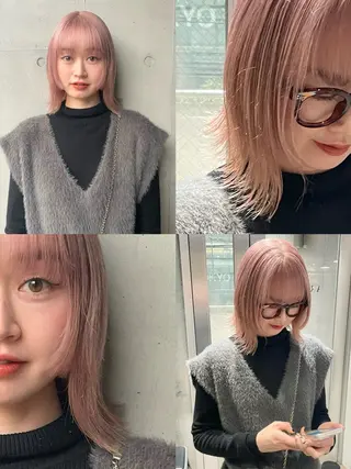 カラー ミルクティーベージュ ブリーチ🖤サヤカのヘアスタイル