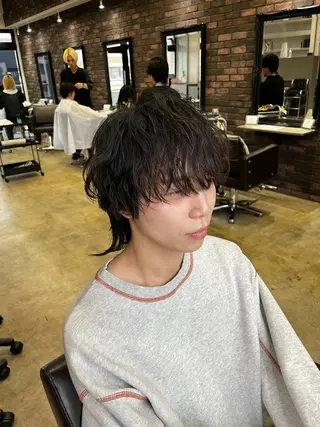 メンズ ニュアンスパーマ/ ウルフ/ときなのヘアスタイル