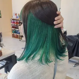 セミロング カラー 派手髪/ハイトーン/ エクステ✨ユウキのヘアスタイル