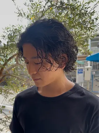 ミディアム パーマ メンズ 年間2000名担当◎ パーマ職人/仲原佑樹のヘアスタイル