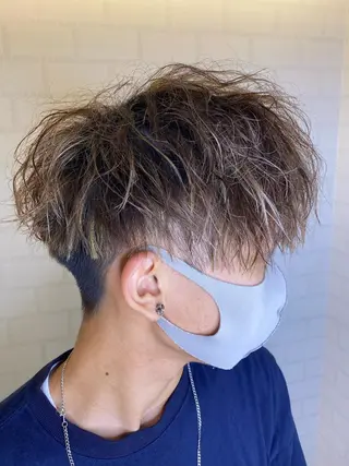 ショート カラー パーマ メンズ 塩谷黎✨ブリーチ無W カラーメンズパーマ✨のヘアスタイル