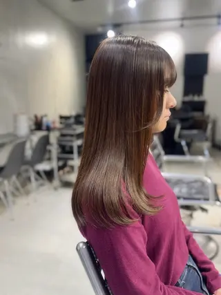 ロング カラー パーマ ヘアアレンジ 透明感/オリーブ/ グレージュ/YUKAのヘアスタイル