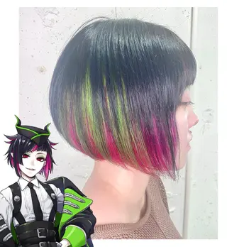 ショート カラー GARU-ガル-所属・TSUNO🦖 派手髪/オタク美容師のヘアスタイル