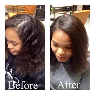 ミディアム セミロング パーマ アオガミ （前髪顔周りカット）のヘアスタイル