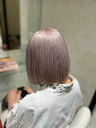 ミディアム カラー ボブ/ハイトーン髪質 改善/越谷✨クラモチのヘアスタイル