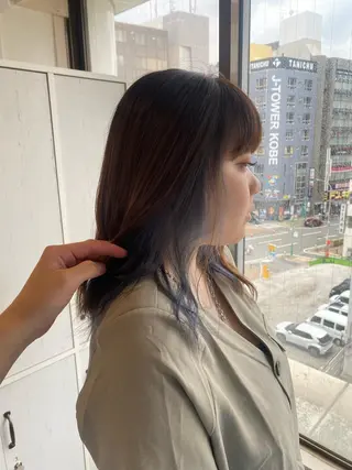 セミロング カラー 縮毛矯正とレイヤー カット/杉村凜汰郎のヘアスタイル