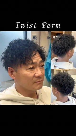 ショート パーマ メンズ 細尾 知生のヘアスタイル