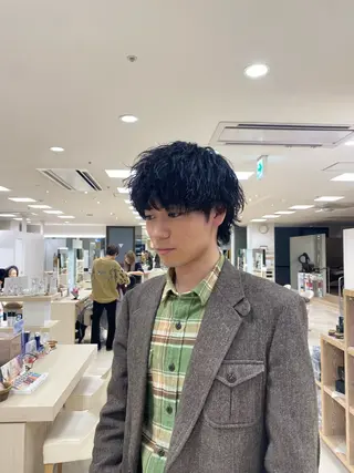 ショート パーマ メンズ 湘南/メンズパーマ/ ハイライト/ユチカのヘアスタイル