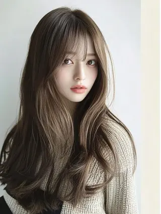 カラー 韓国ヘア/ブリーチ無 しWカラー/オリーブのヘアスタイル
