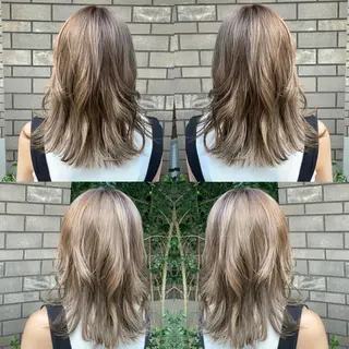 ミディアム カラー 髪質改善/縮毛矯正 /ブリーチ矯正/岡部のヘアスタイル