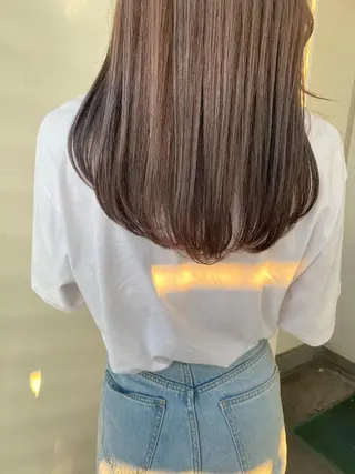 セミロング カラー 韓国ヘア顔周りカット 艶髪ベージュtamaのヘアスタイル