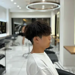 ショート パーマ メンズ メンズパーマ/ メンズカット/仙田旭のヘアスタイル