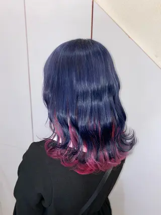 セミロング ゆぴ☾‪/推しカラー /ハイトーンのヘアスタイル