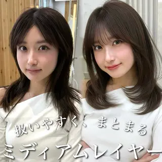 セミロング カラー 似合わせレイヤー/ 透明感カラーのヘアスタイル