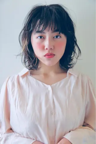 ミディアム カラー パーマ さかい なつみのヘアスタイル