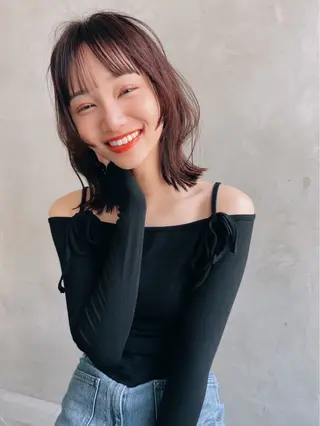 ミディアム ♥️ボブ/ブリーチ なしカラー/mahoのヘアスタイル