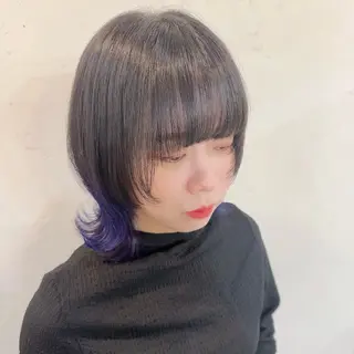 ミディアム カラー レイヤーカット/ 透明感カラー/みずほのヘアスタイル