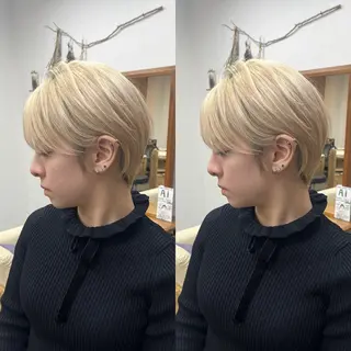 ショート Ring  by Moremuu所属・issy/ハイライト ハイトーン／レイヤーのヘアスタイル