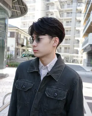 ミディアム メンズ 透明感ハイトーン特化 /ケアブリーチ/莉駒のヘアスタイル