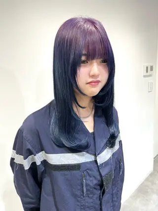 ロング 🩶💜寒色カラー/ ゆずほのヘアスタイル