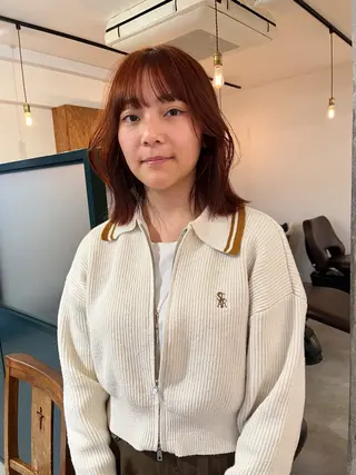 ミディアム カラー 暖色/パーマ 🌼クニトウメイのヘアスタイル