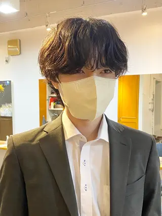 ミディアム パーマ メンズ JINKIメンズ特化 メンズカットパーマのヘアスタイル