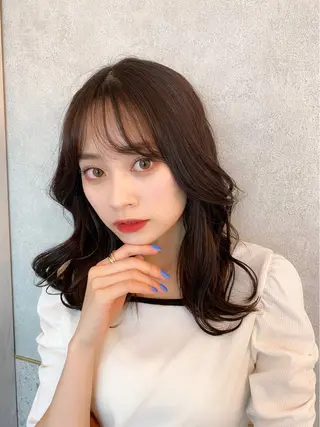 ミディアム カラー 新宿/韓国風レイヤー 髪質改善/渋谷直樹のヘアスタイル