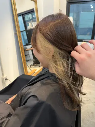 セミロング カラー Sherry大国町所属・Sherry大国町 HIKARUのヘアスタイル