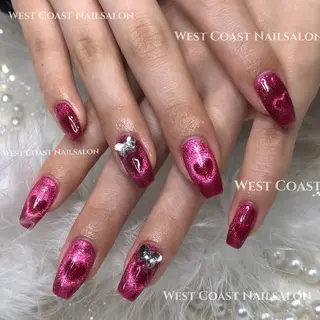 ネイル リボン、ガーリー パーツ放題専門店のネイルデザイン