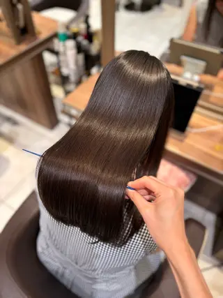 ロング パーマ ツヤ髪縮毛矯正💫/ ハイトーン/あゆみのヘアスタイル