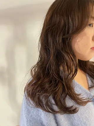 セミロング スタジオノル パーマ🌀あやなのヘアスタイル