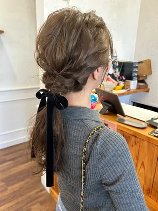 セミロング ヘアアレンジ 江原 彩華のヘアスタイル