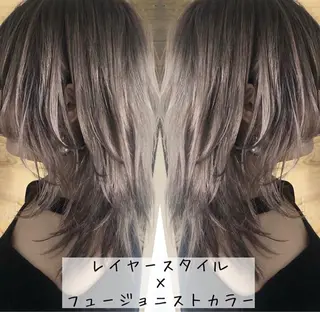 ミディアム カラー テトネ タカシのヘアスタイル