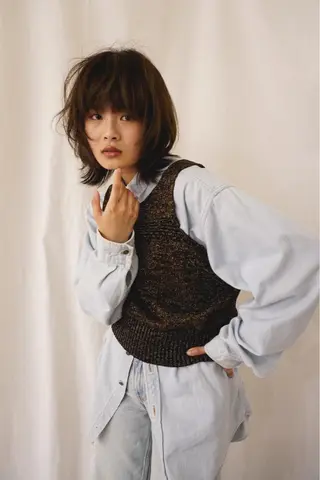 ミディアム メンズハイトーン/栄 /イトウタケルのヘアスタイル